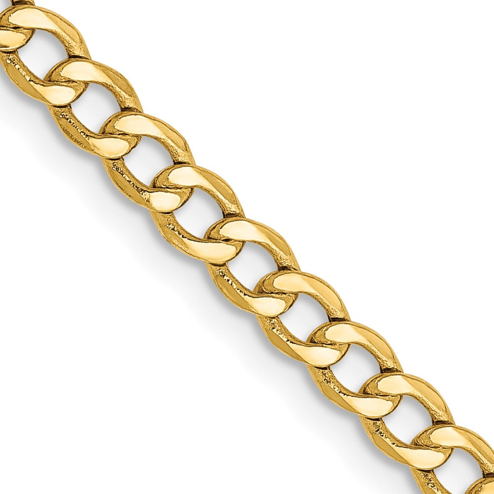 14K 3.35mm Semi-Solid Curb with Lobster Clasp Chain