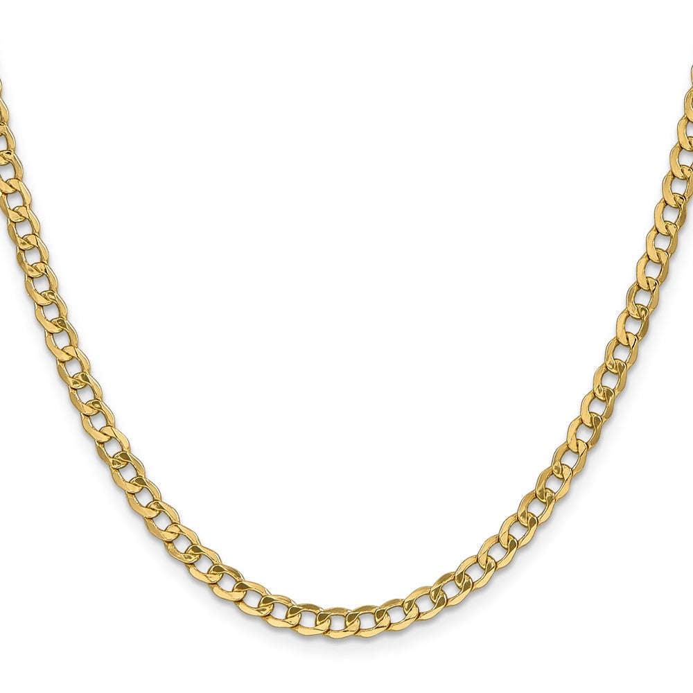 14K 4.3mm Semi-Solid Curb with Lobster Clasp Chain