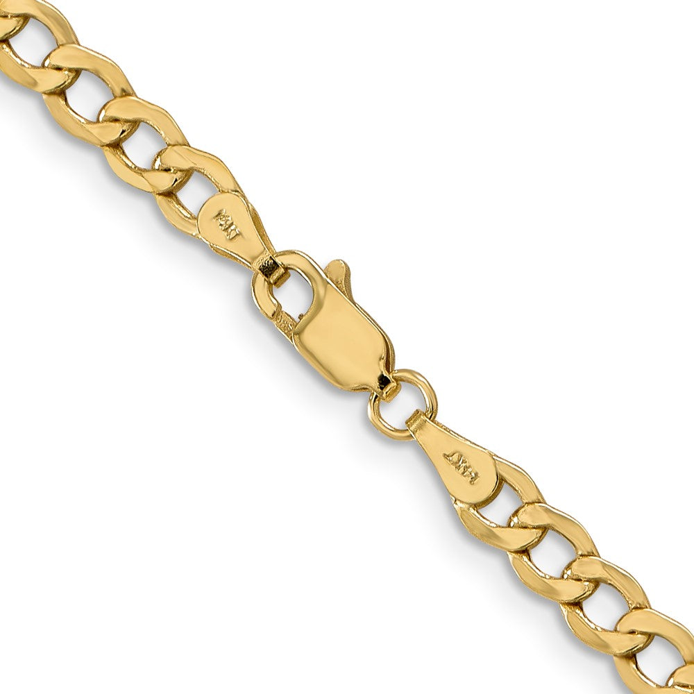 14K 4.3mm Semi-Solid Curb with Lobster Clasp Chain