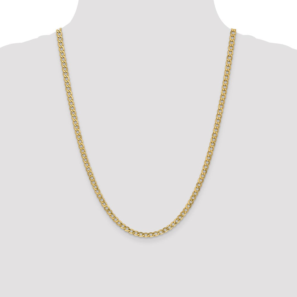 14K 4.3mm Semi-Solid Curb with Lobster Clasp Chain