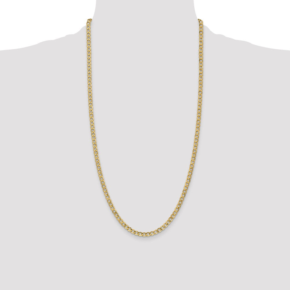 14K 4.3mm Semi-Solid Curb with Lobster Clasp Chain