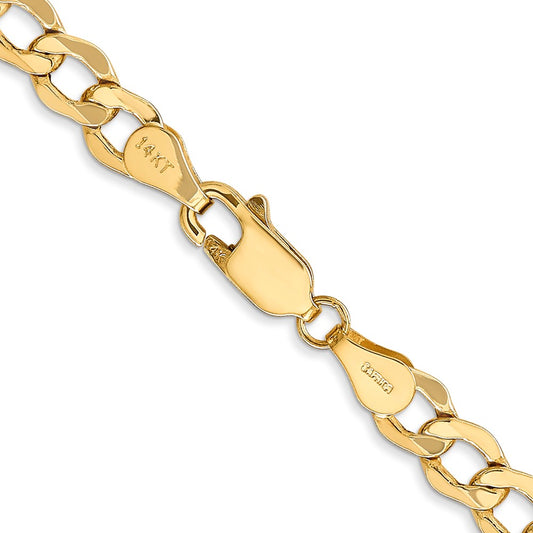14K 5.25mm Semi-Solid Curb with Lobster Clasp Chain