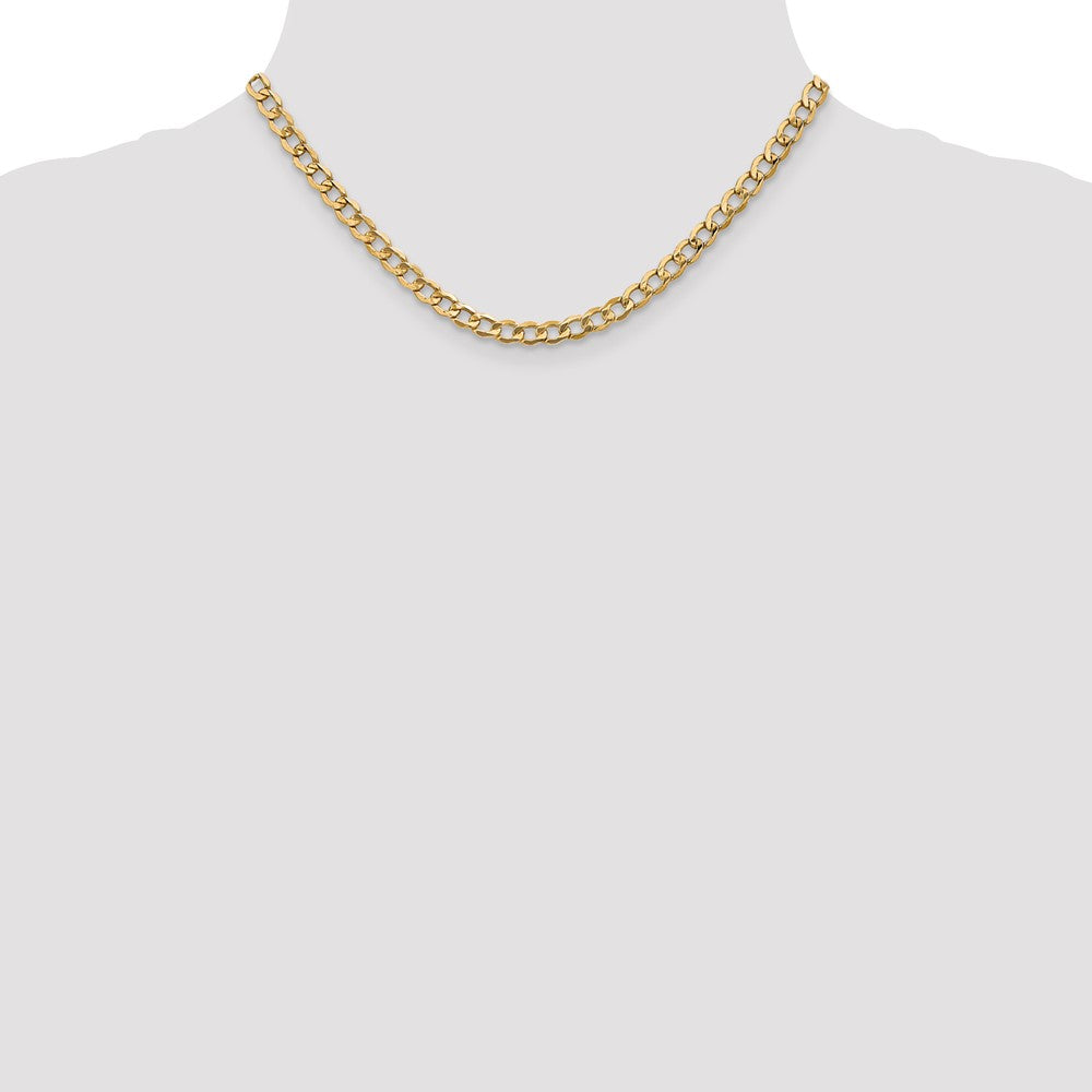 14K 5.25mm Semi-Solid Curb with Lobster Clasp Chain