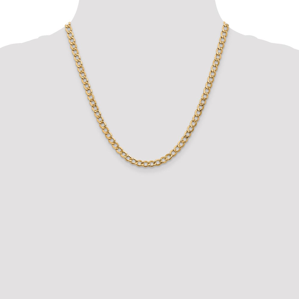 14K 5.25mm Semi-Solid Curb with Lobster Clasp Chain