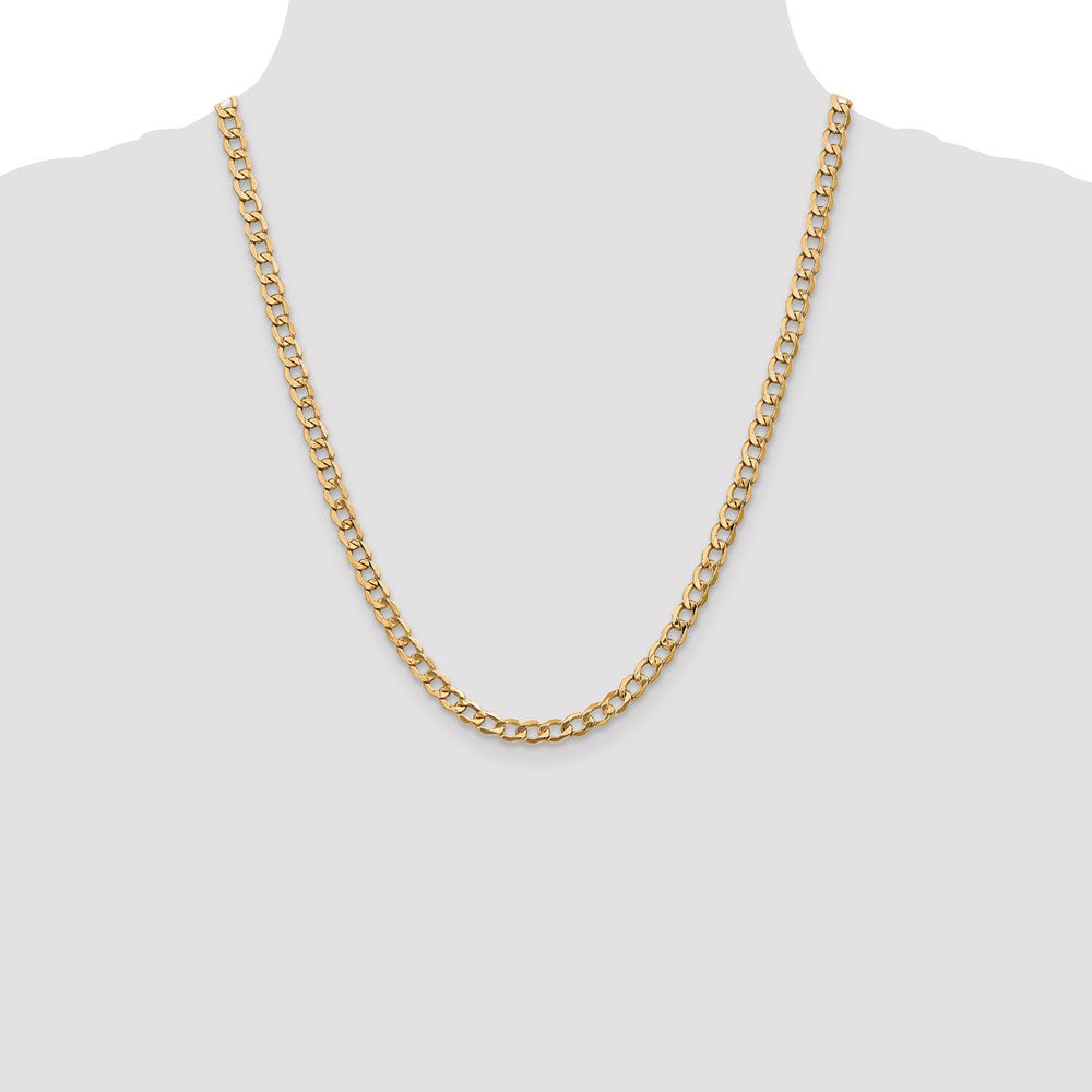 14K 5.25mm Semi-Solid Curb with Lobster Clasp Chain