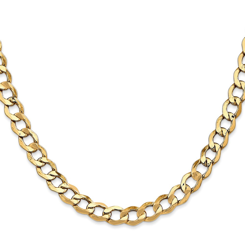14K 6.5mm Semi-Solid Curb with Lobster Clasp Chain