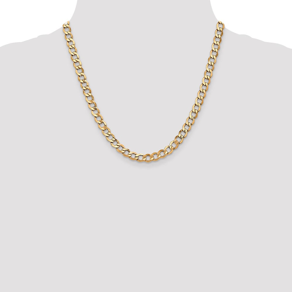 14K 6.5mm Semi-Solid Curb with Lobster Clasp Chain