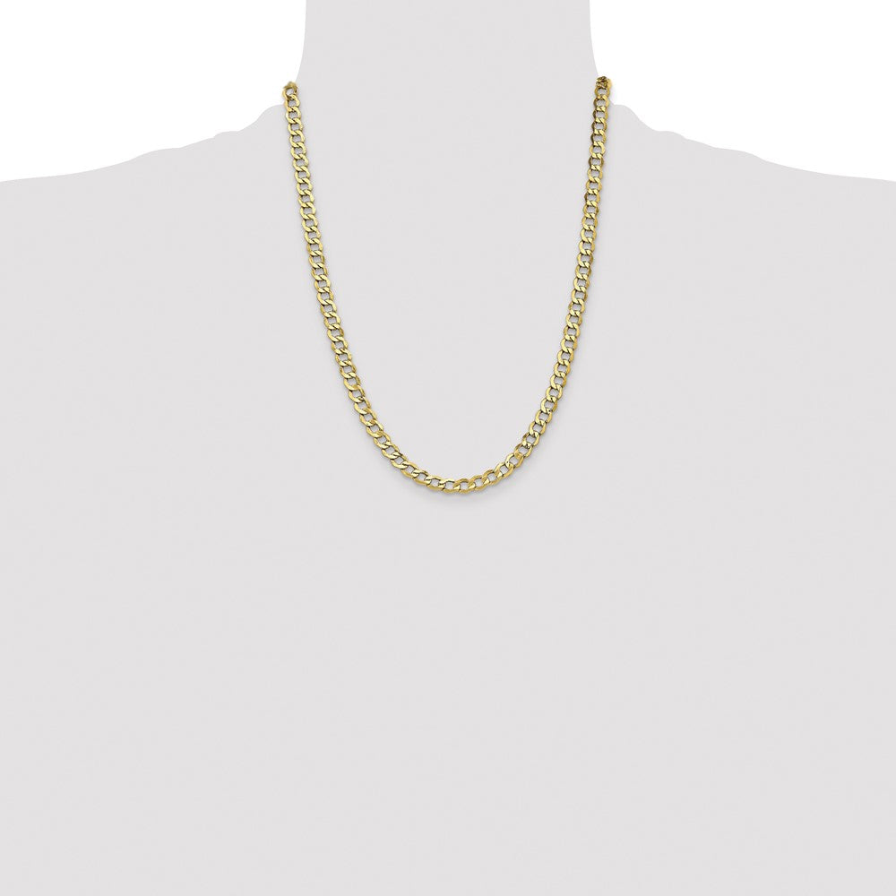 14K 6.5mm Semi-Solid Curb with Lobster Clasp Chain