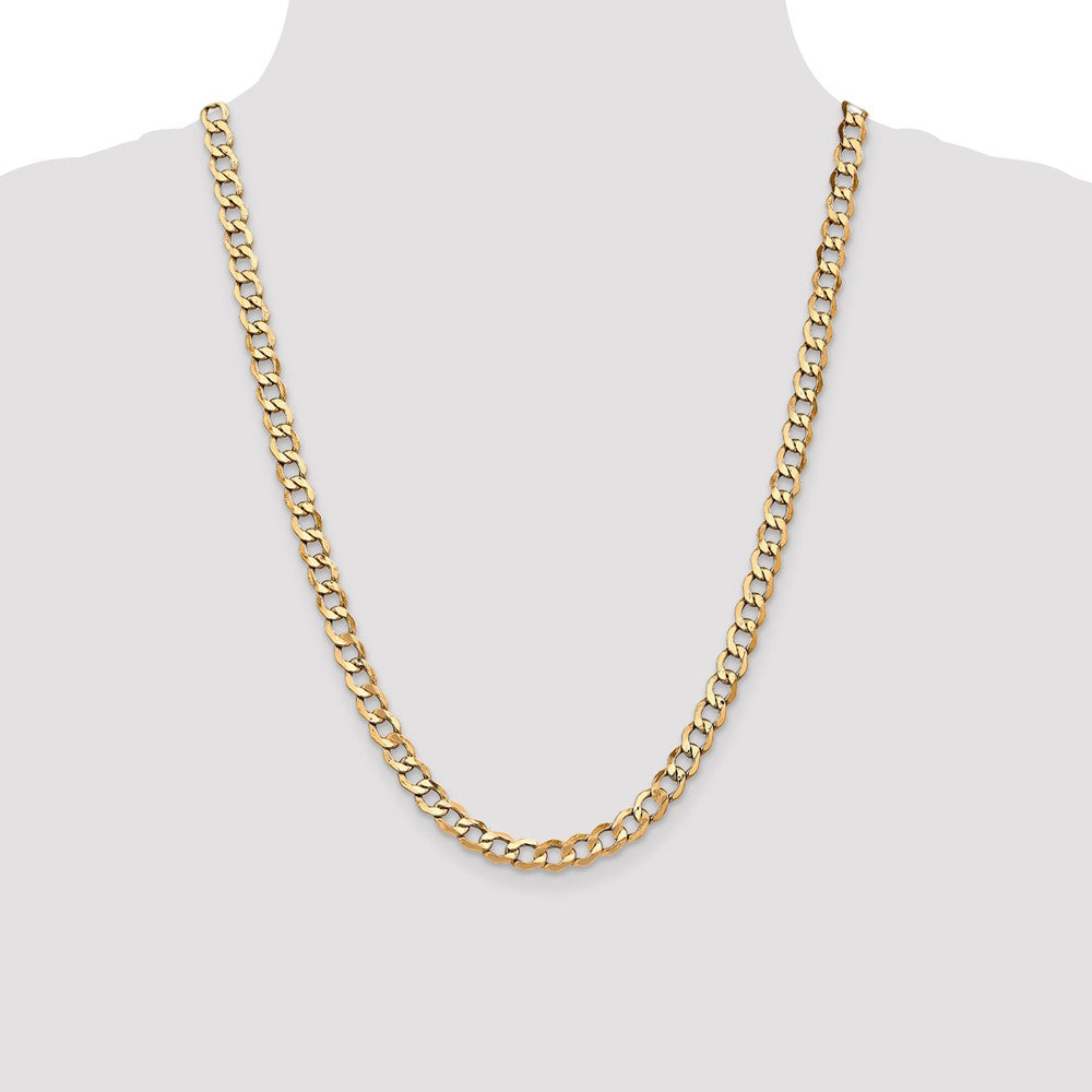 14K 6.5mm Semi-Solid Curb with Lobster Clasp Chain