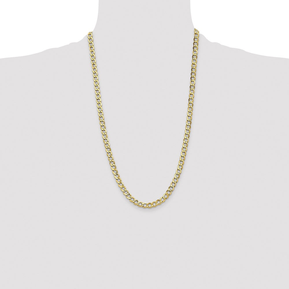 14K 6.5mm Semi-Solid Curb with Lobster Clasp Chain