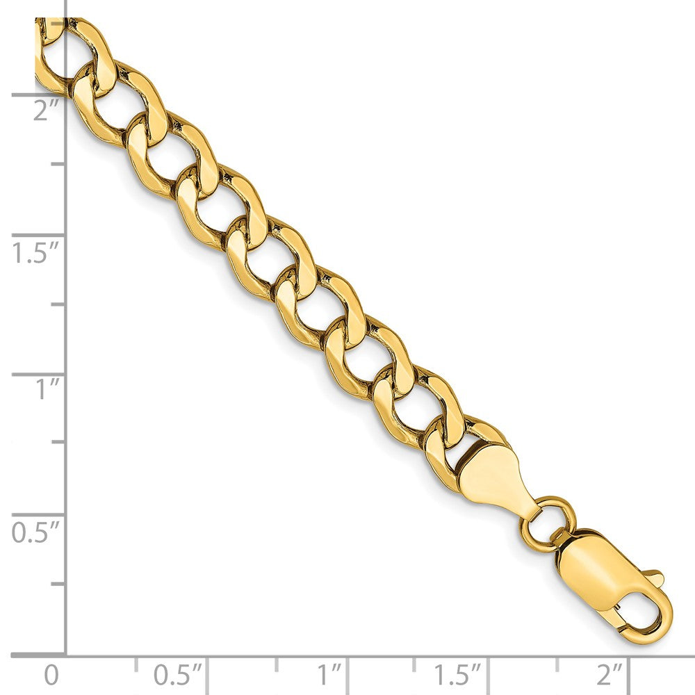 14K 6.5mm Semi-Solid Curb with Lobster Clasp Bracelet