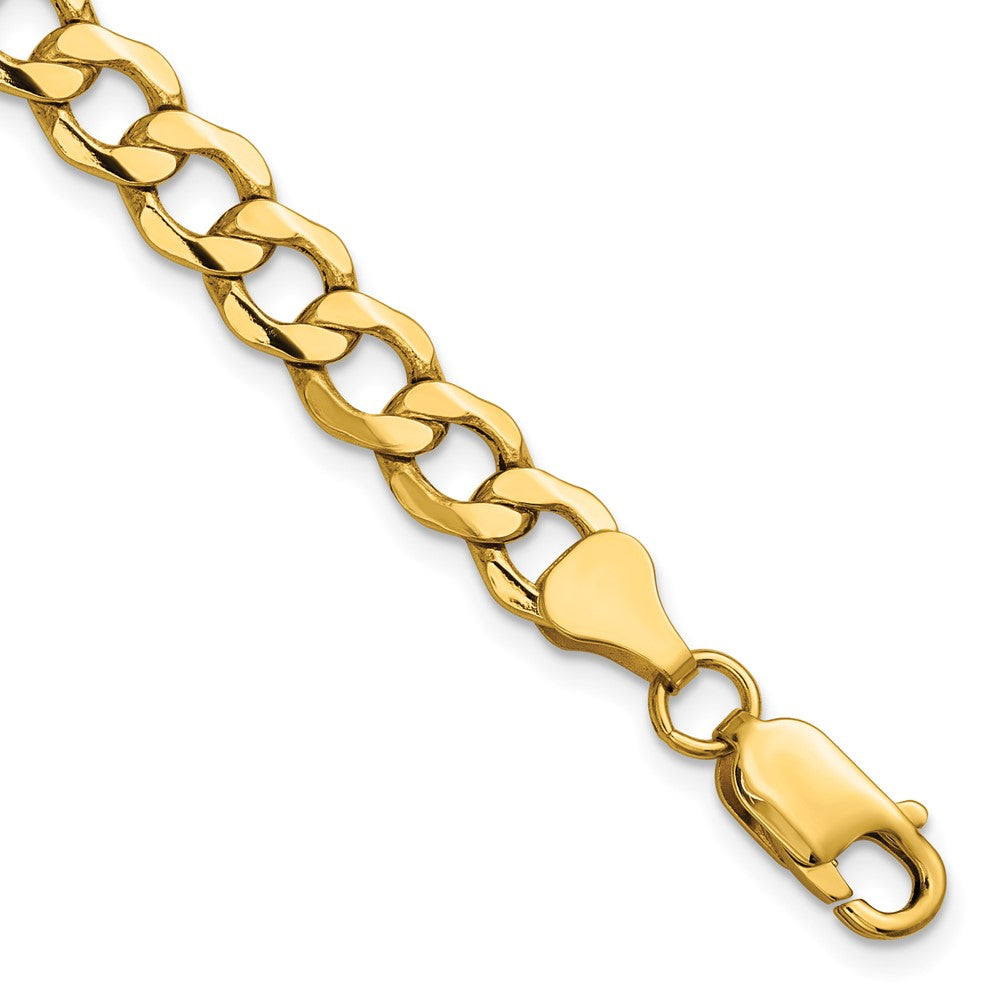 14K 6.5mm Semi-Solid Curb with Lobster Clasp Bracelet
