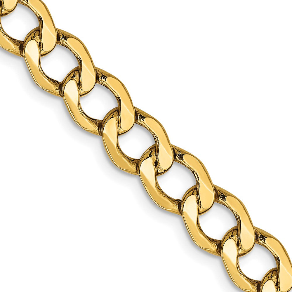 14K 6.5mm Semi-Solid Curb with Lobster Clasp Chain