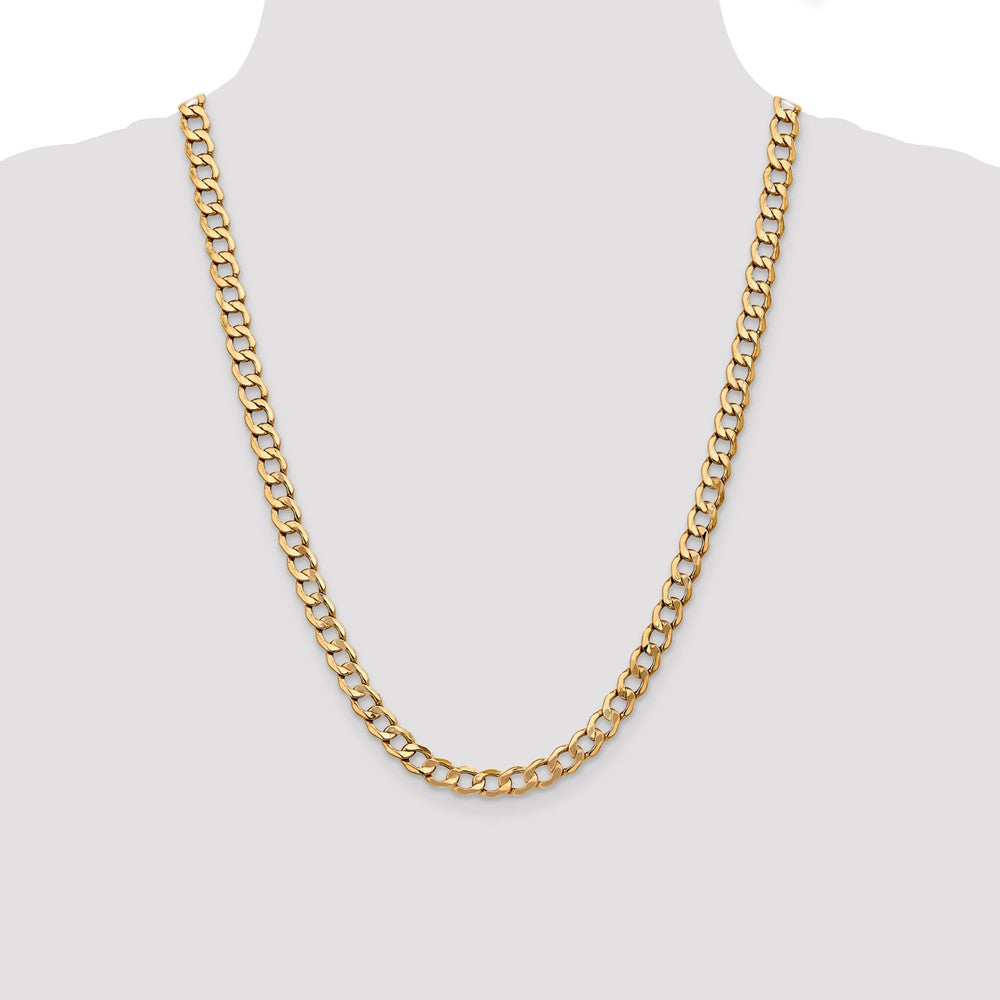14K 7mm Semi-Solid Curb with Lobster Clasp Chain