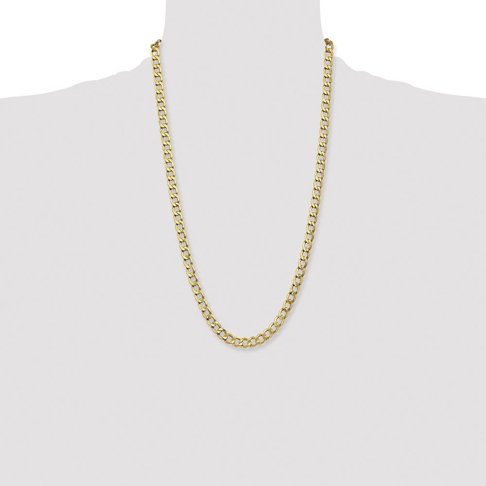 14K 7mm Semi-Solid Curb with Lobster Clasp Chain