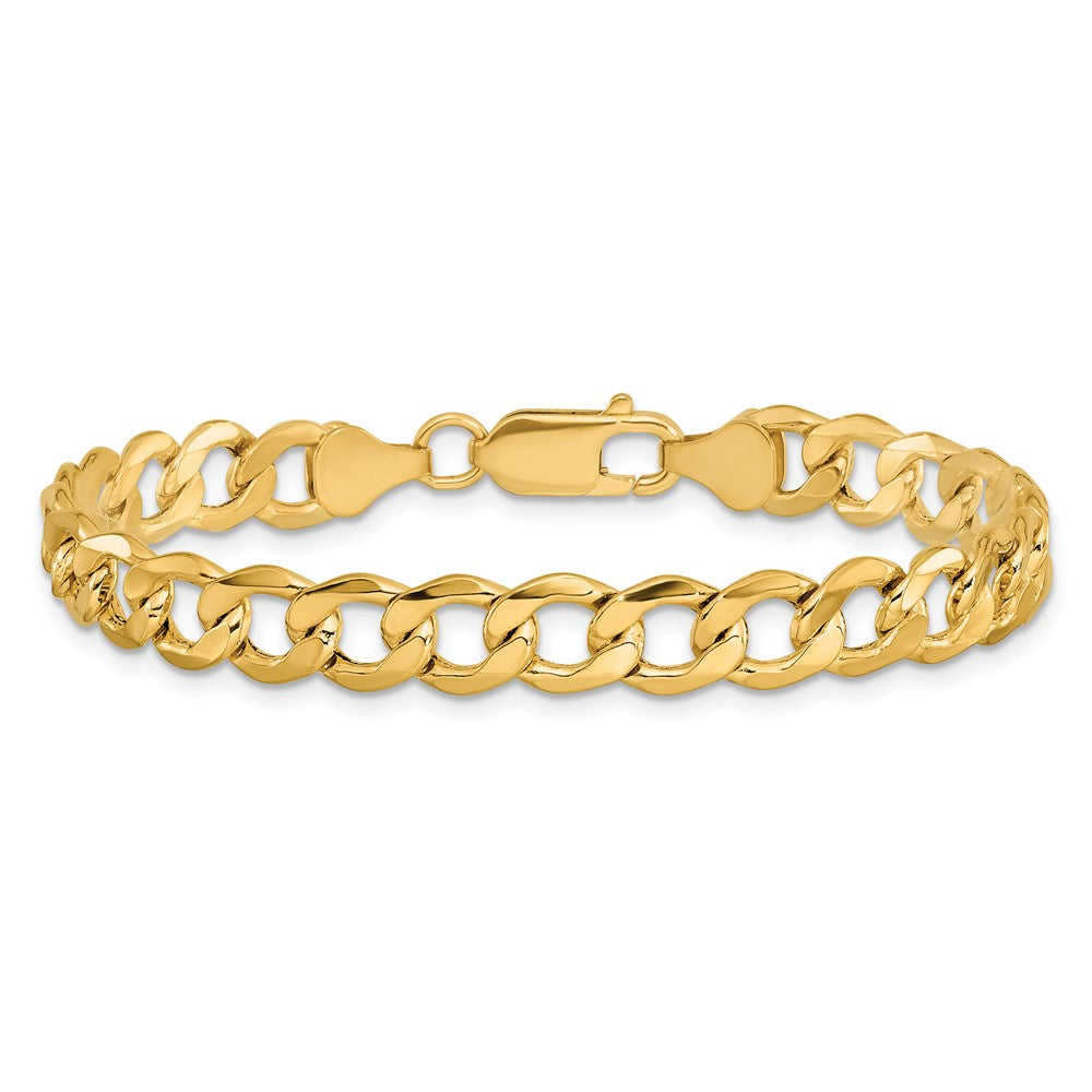 14K 7mm Semi-Solid Curb with Lobster Clasp Chain