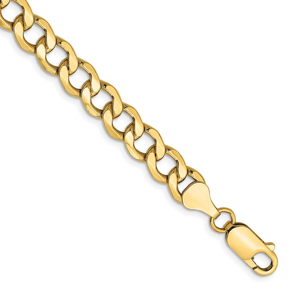 14K 7mm Semi-Solid Curb with Lobster Clasp Chain