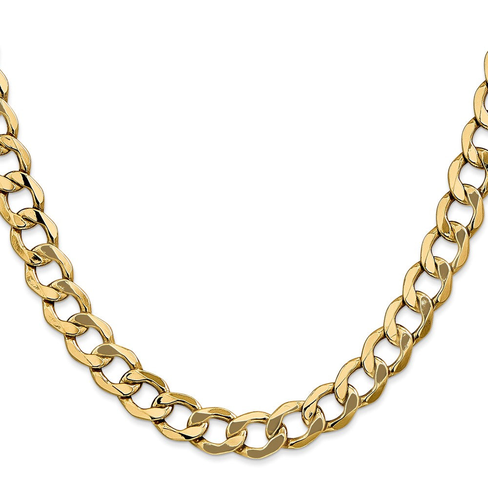 14K 9mm Semi-Solid Curb with Lobster Clasp Chain