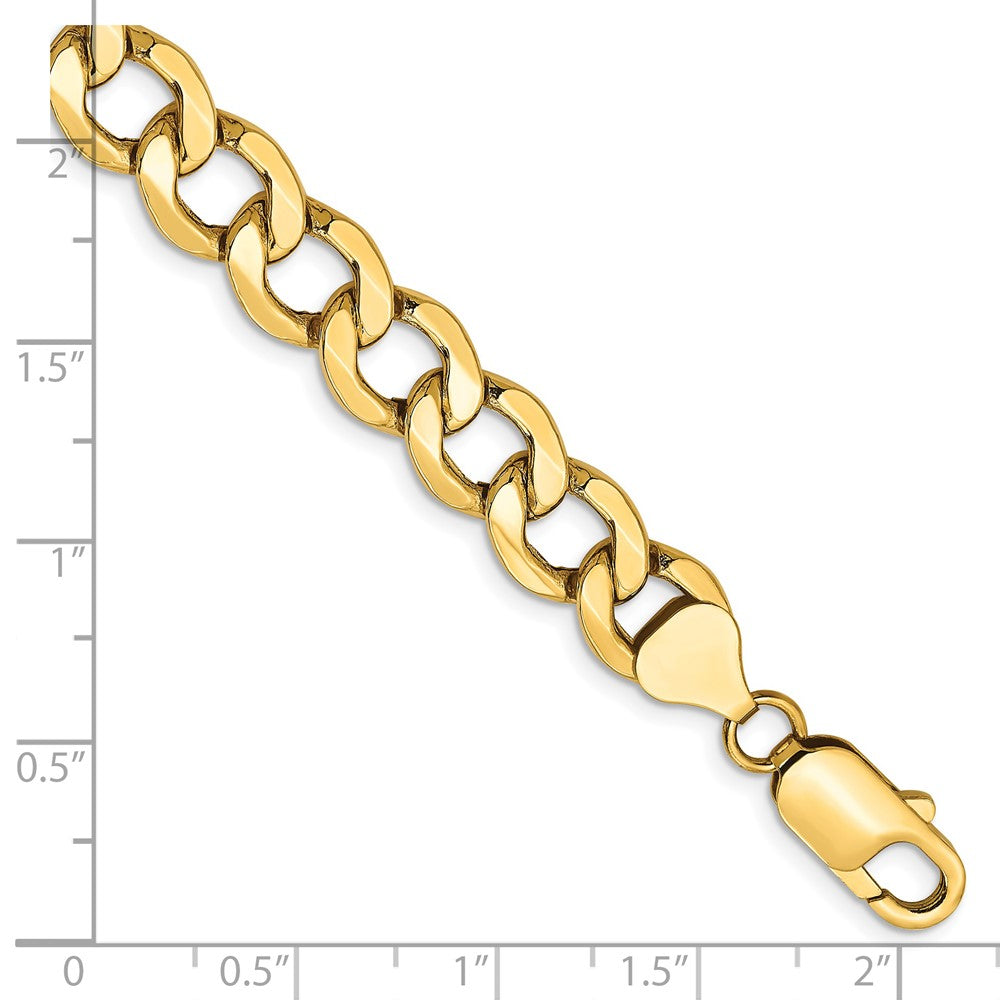 14K 9mm Semi-Solid Curb with Lobster Clasp Bracelet