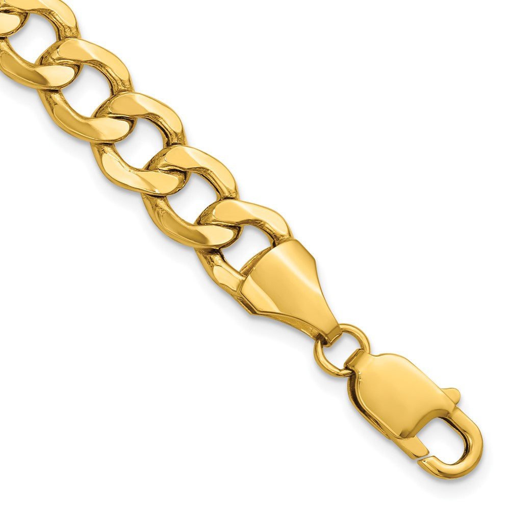14K 9mm Semi-Solid Curb with Lobster Clasp Bracelet