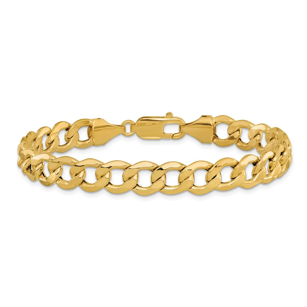 14K 9mm Semi-Solid Curb with Lobster Clasp Bracelet