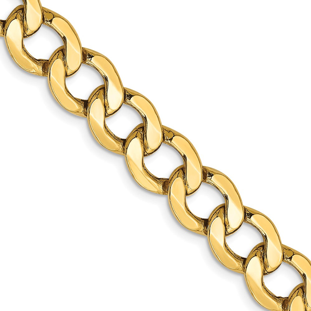 14K 9mm Semi-Solid Curb with Lobster Clasp Chain