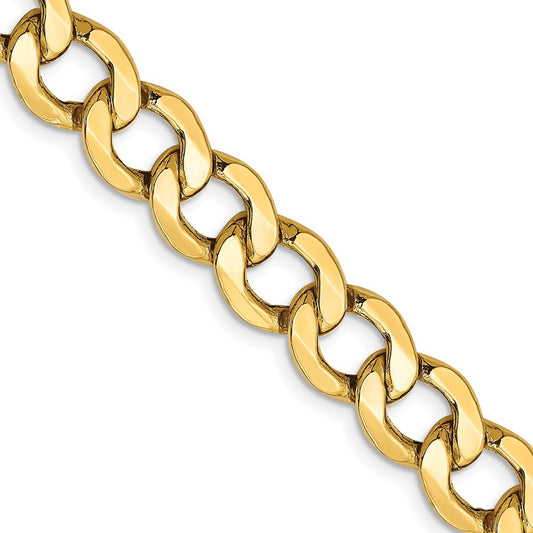 14K 9mm Semi-Solid Curb with Lobster Clasp Chain