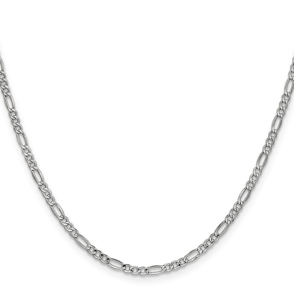 14K White Gold 2.5mm Semi-Solid Figaro with Lobster Clasp Chain