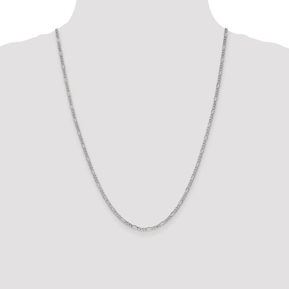 14K White Gold 2.5mm Semi-Solid Figaro with Lobster Clasp Chain