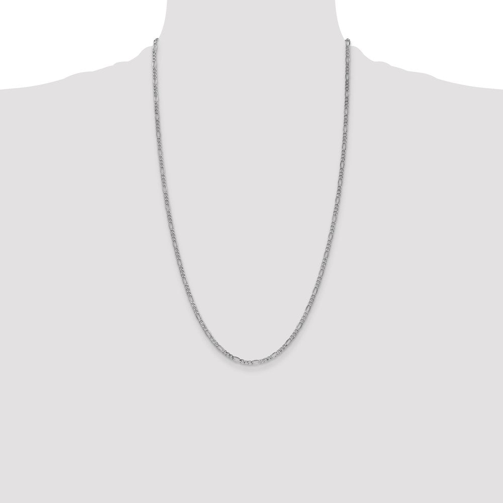 14K White Gold 2.5mm Semi-Solid Figaro with Lobster Clasp Chain