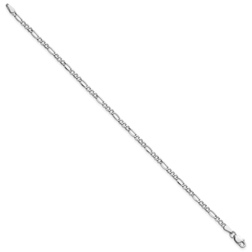 14K White Gold 2.5mm Semi-Solid Figaro with Lobster Clasp Chain
