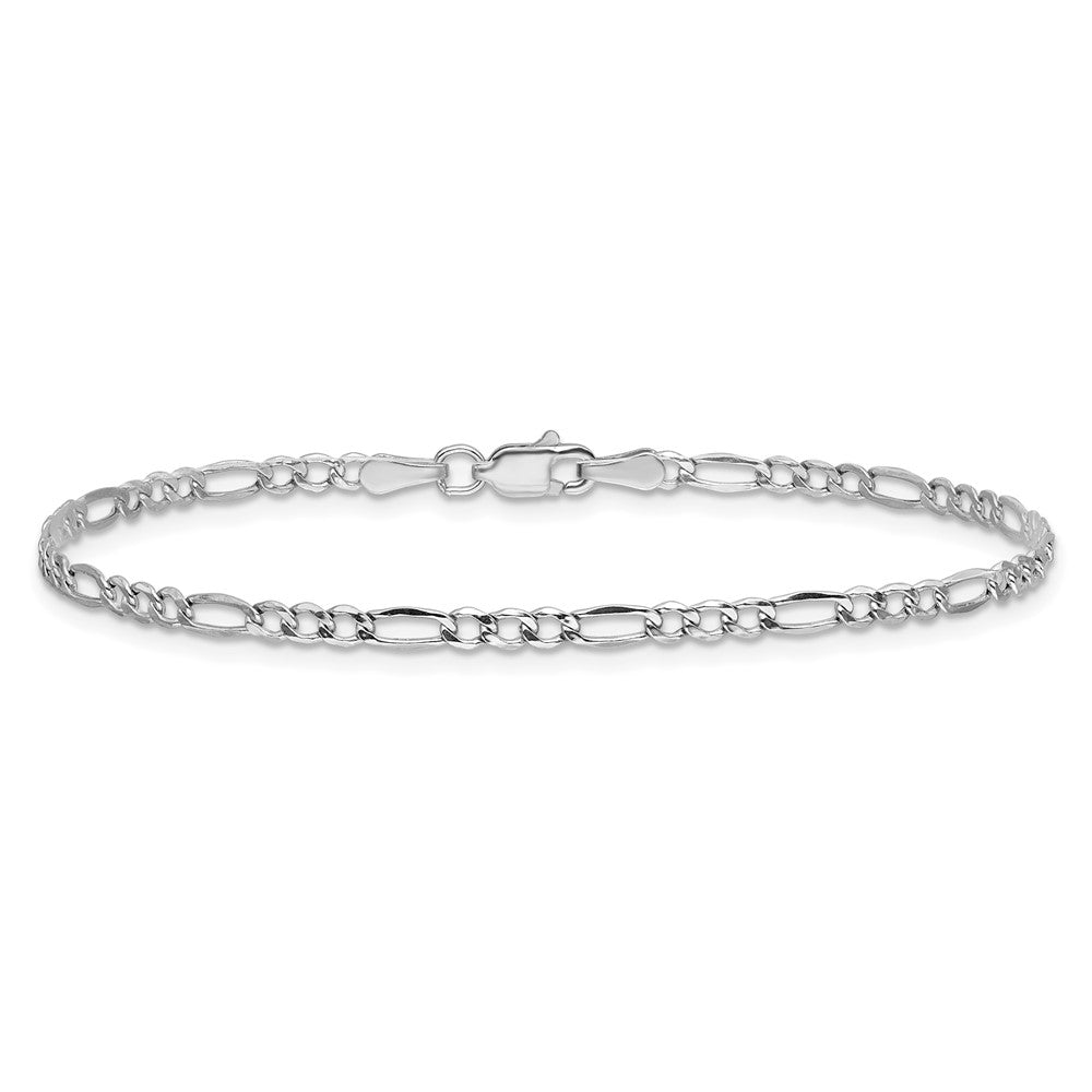 14K White Gold 2.5mm Semi-Solid Figaro with Lobster Clasp Chain