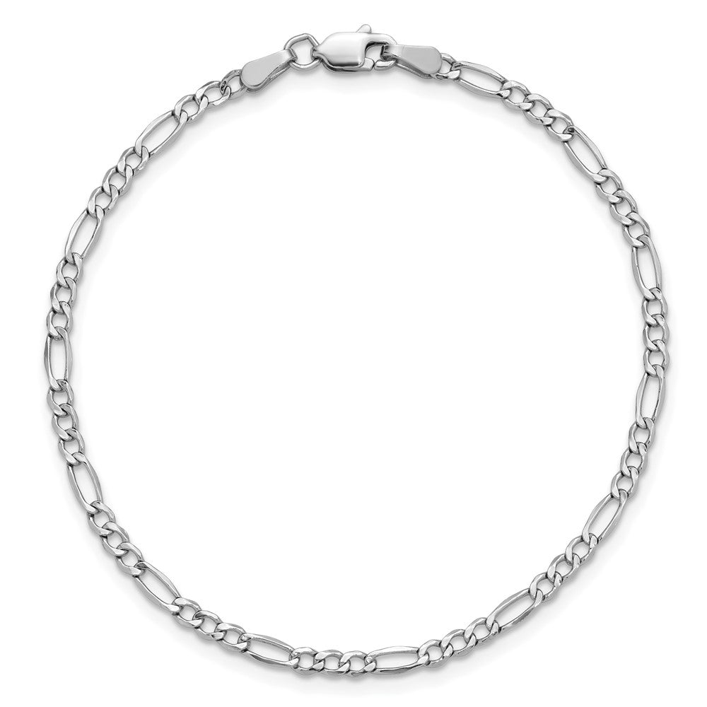 14K White Gold 2.5mm Semi-Solid Figaro with Lobster Clasp Chain