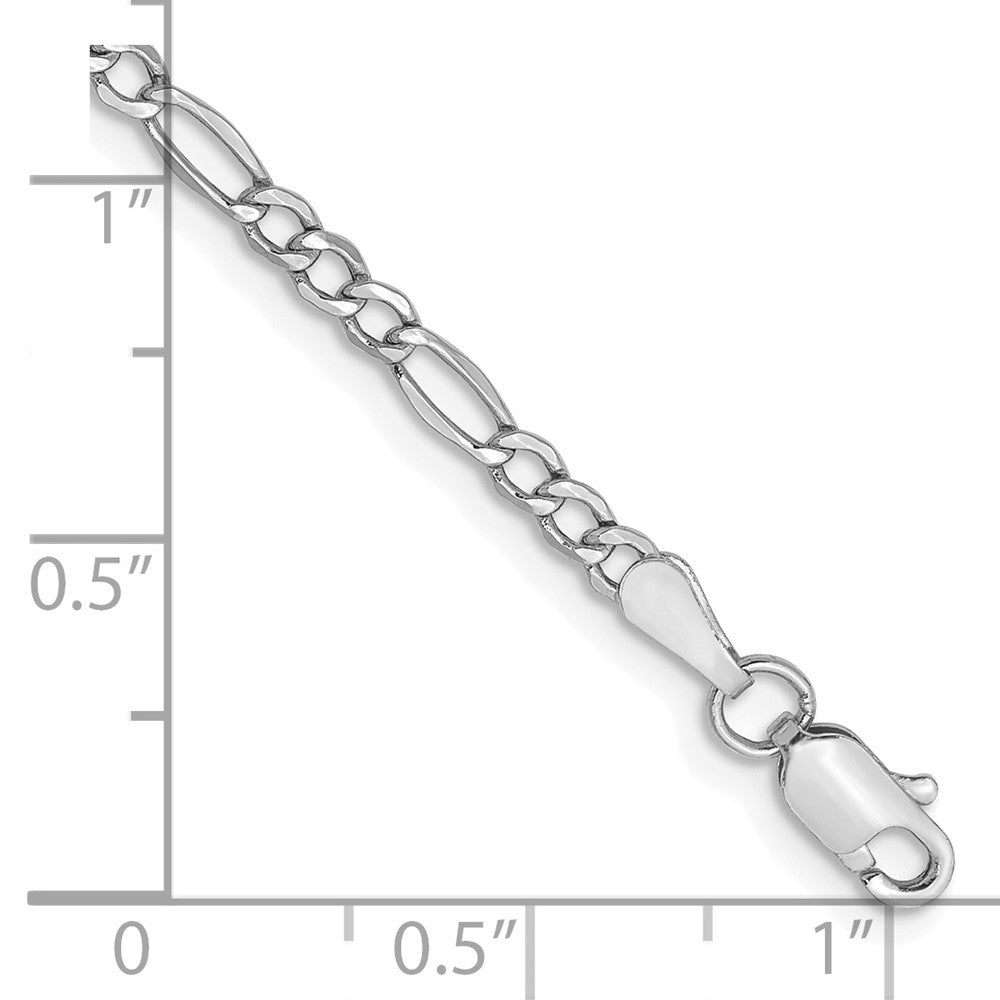 14K White Gold 2.5mm Semi-Solid Figaro with Lobster Clasp Chain