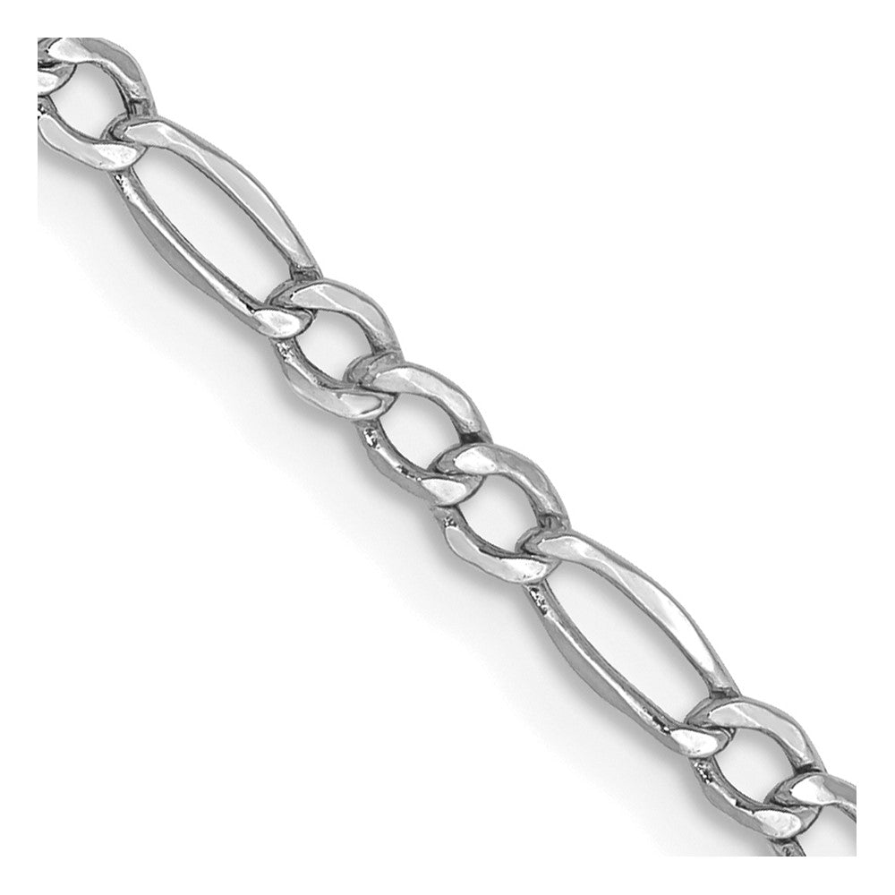 14K White Gold 2.5mm Semi-Solid Figaro with Lobster Clasp Chain