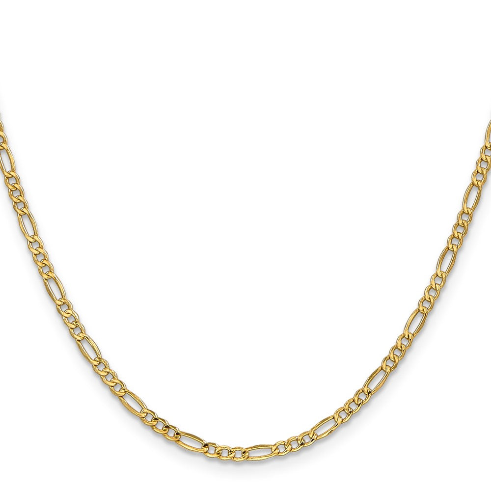14K 2.5mm Semi-Solid Figaro with Lobster Clasp Chain