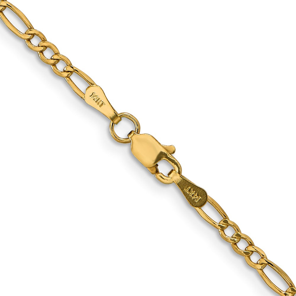 14K 2.5mm Semi-Solid Figaro with Lobster Clasp Chain