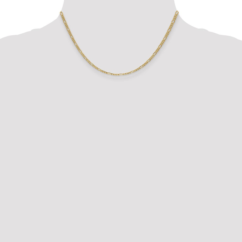 14K 2.5mm Semi-Solid Figaro with Lobster Clasp Chain