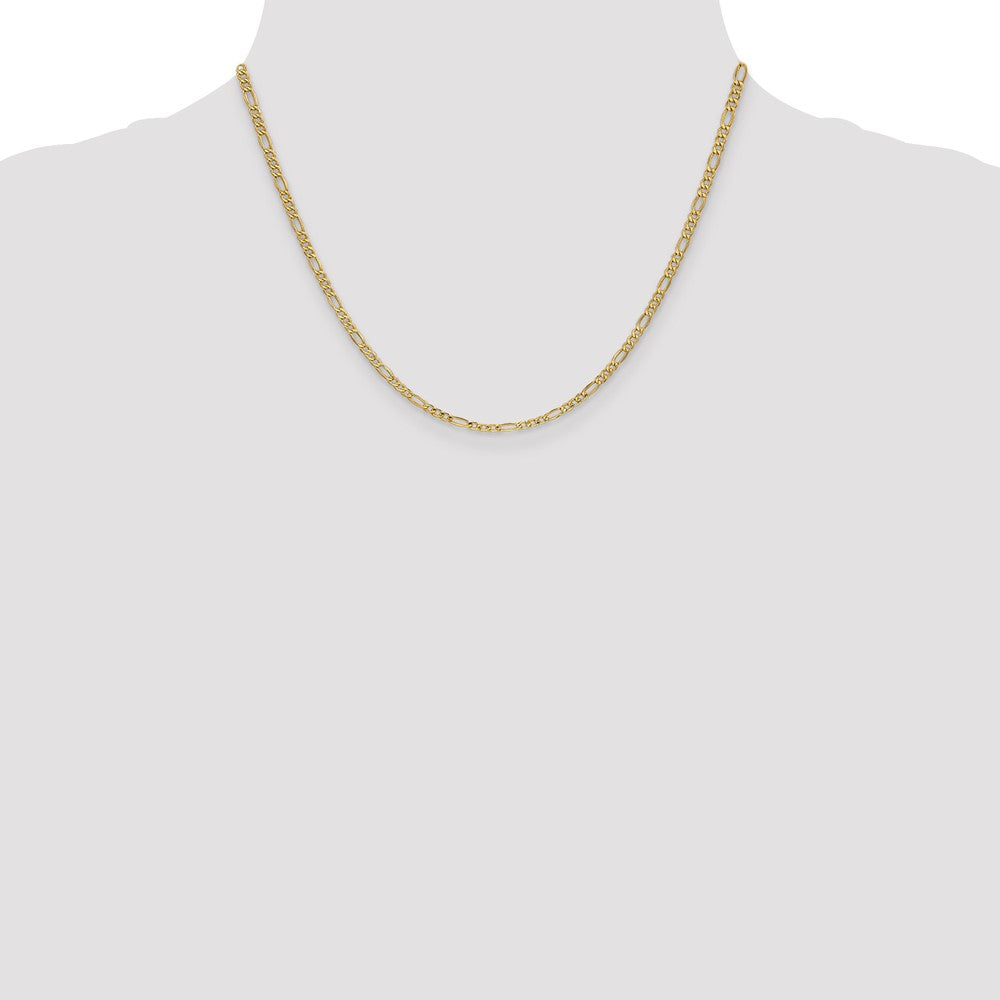 14K 2.5mm Semi-Solid Figaro with Lobster Clasp Chain