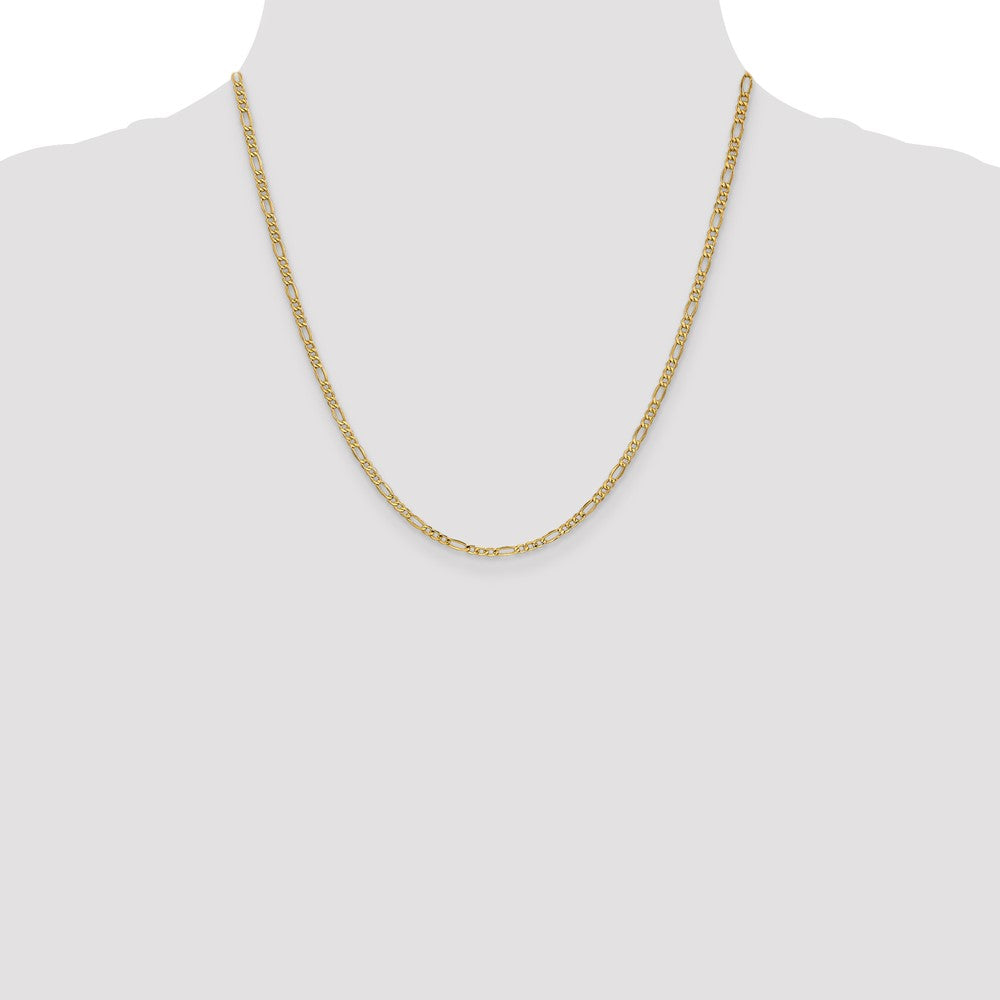 14K 2.5mm Semi-Solid Figaro with Lobster Clasp Chain