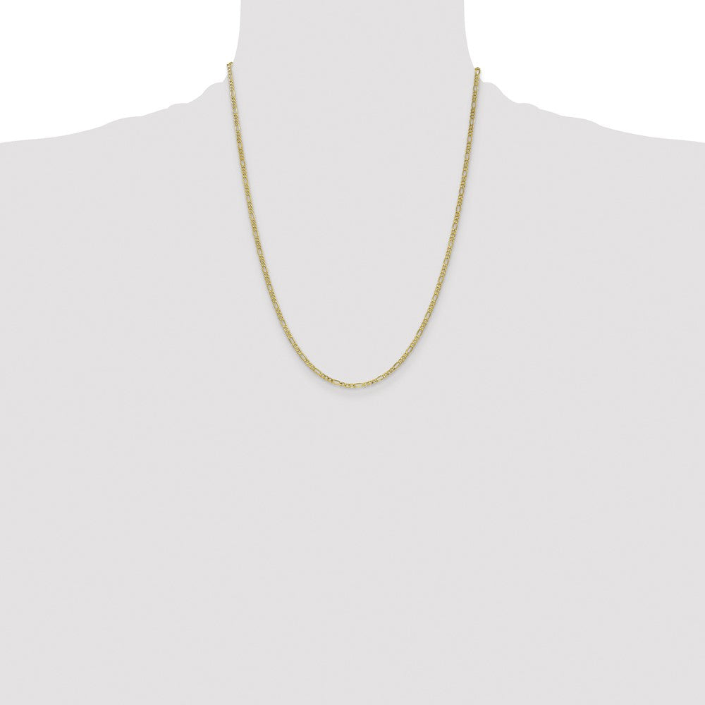 14K 2.5mm Semi-Solid Figaro with Lobster Clasp Chain