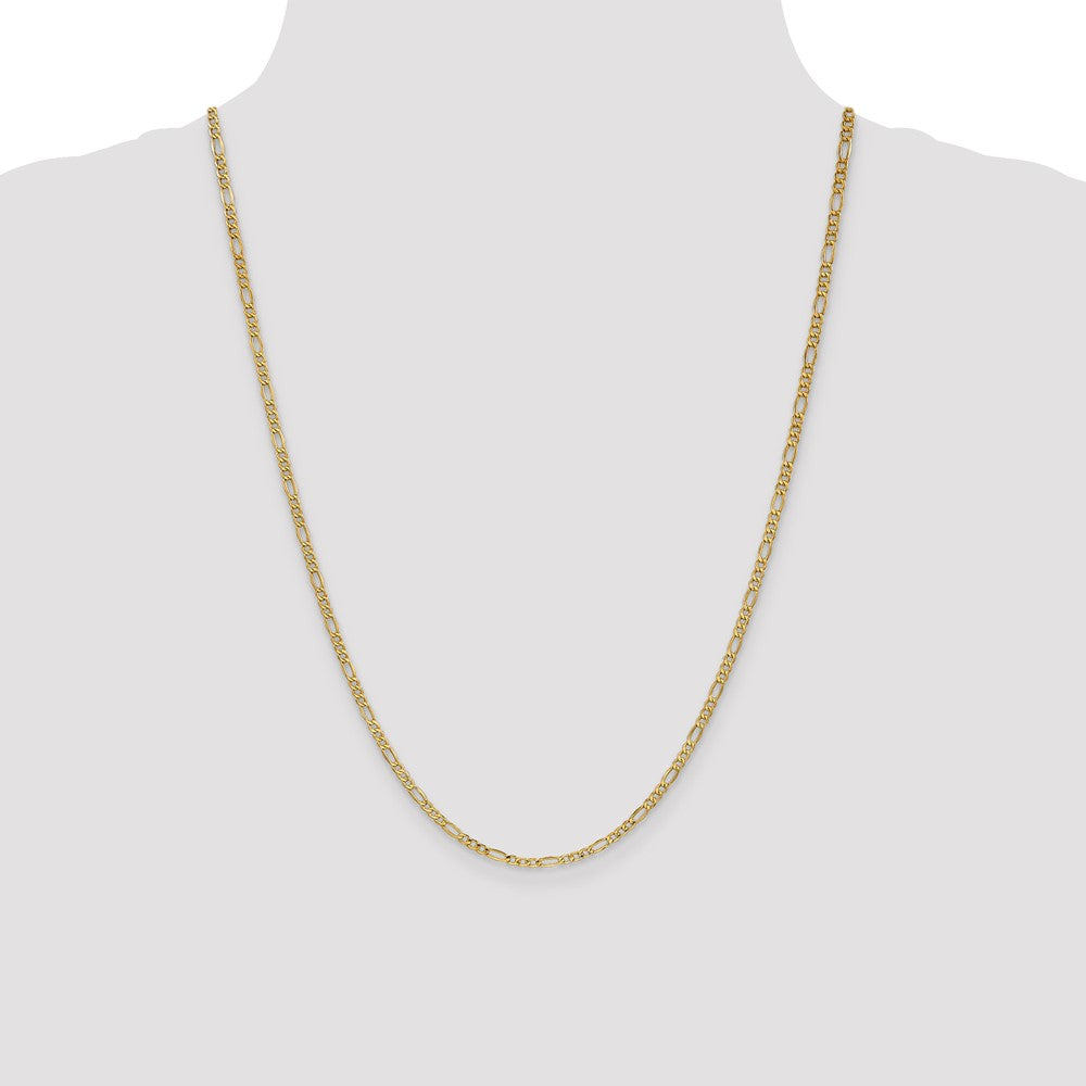 14K 2.5mm Semi-Solid Figaro with Lobster Clasp Chain