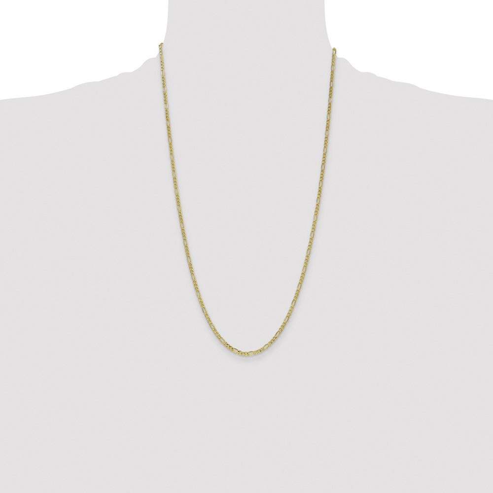 14K 2.5mm Semi-Solid Figaro with Lobster Clasp Chain