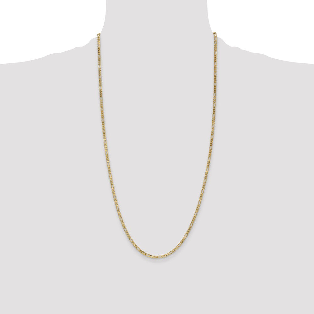 14K 2.5mm Semi-Solid Figaro with Lobster Clasp Chain