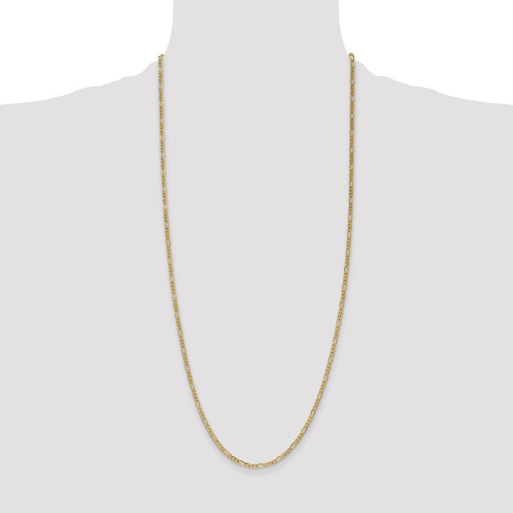 14K 2.5mm Semi-Solid Figaro with Lobster Clasp Chain