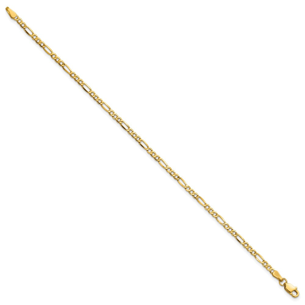 14K 2.5mm Semi-Solid Figaro with Lobster Clasp Anklet
