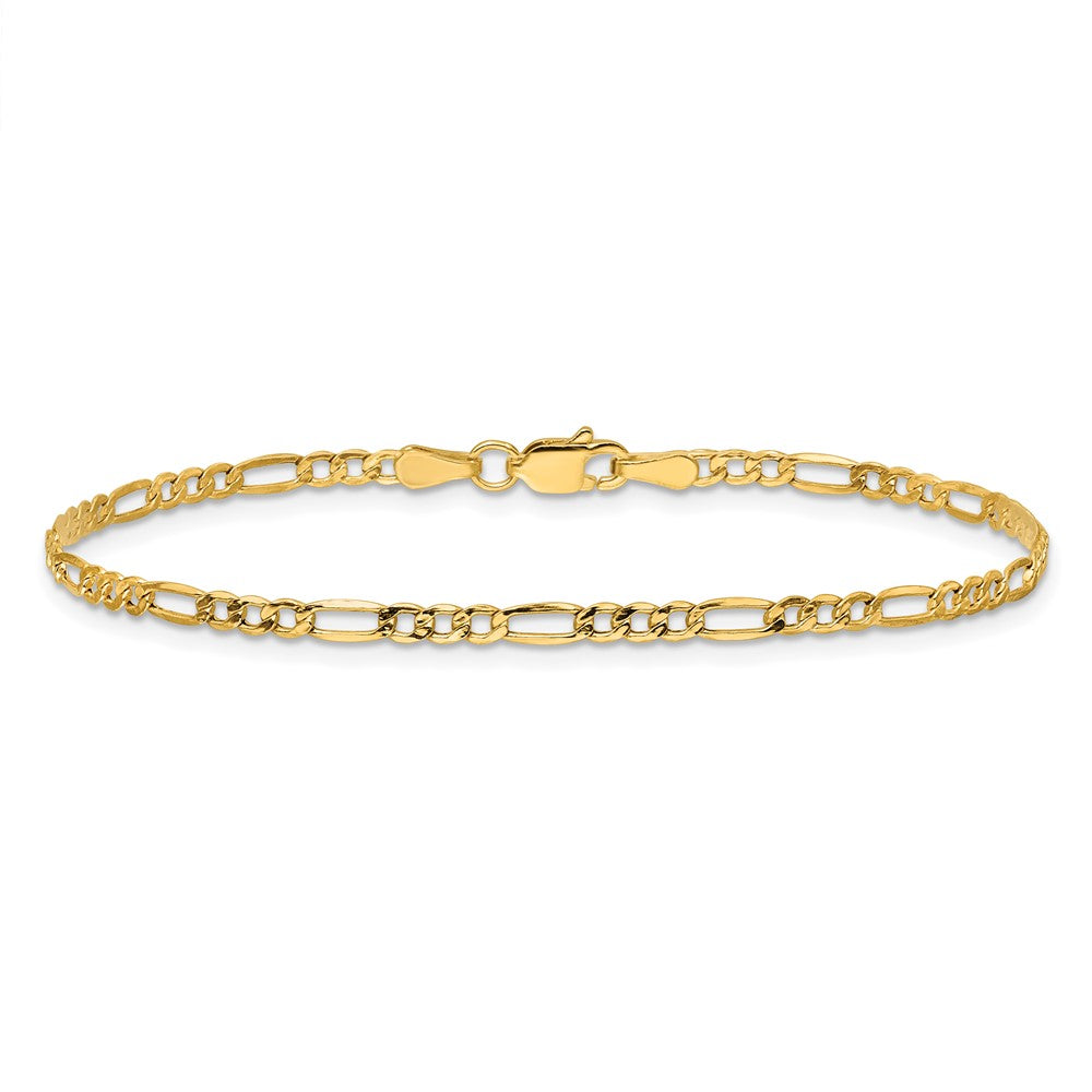 14K 2.5mm Semi-Solid Figaro with Lobster Clasp Anklet