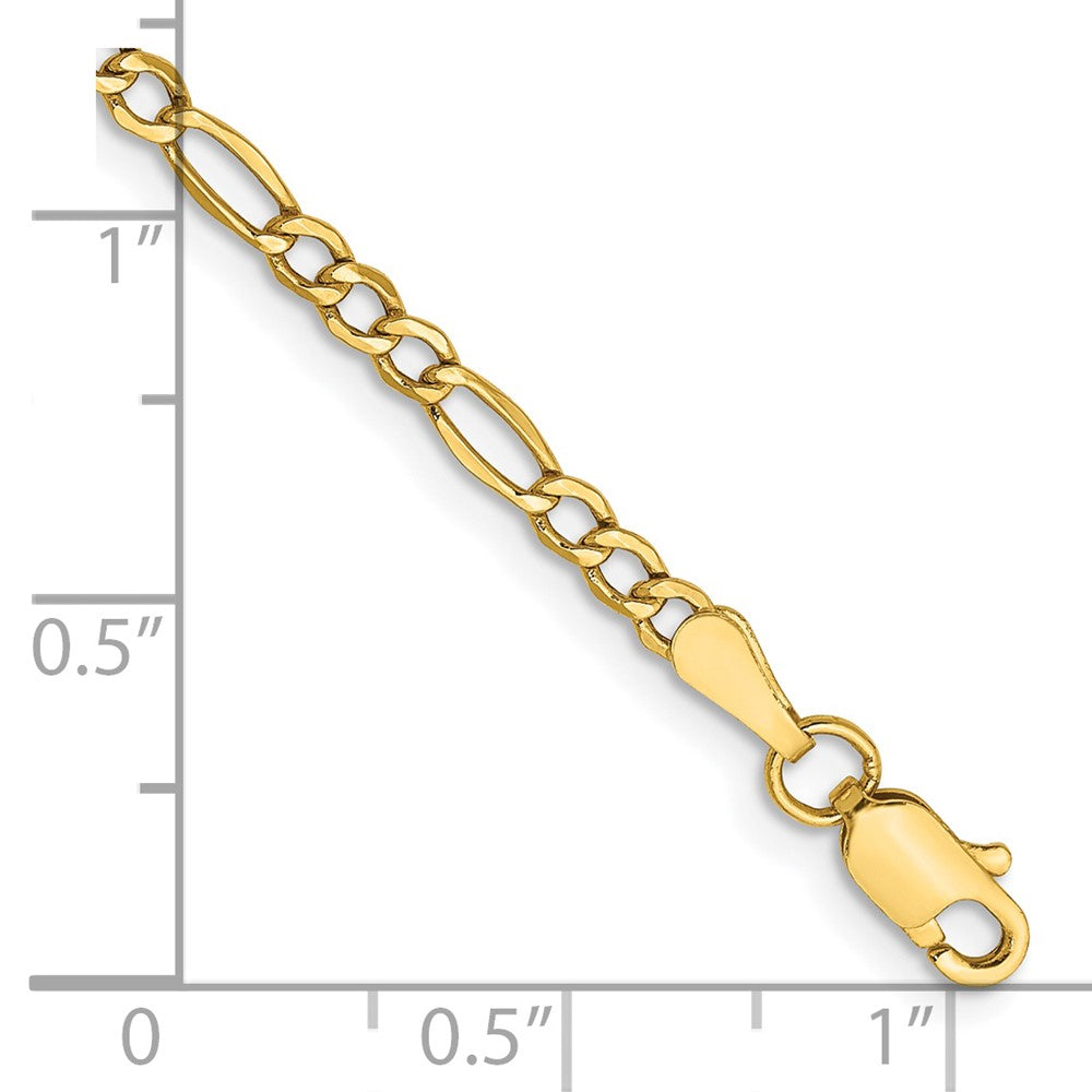 14K 2.5mm Semi-Solid Figaro with Lobster Clasp Anklet