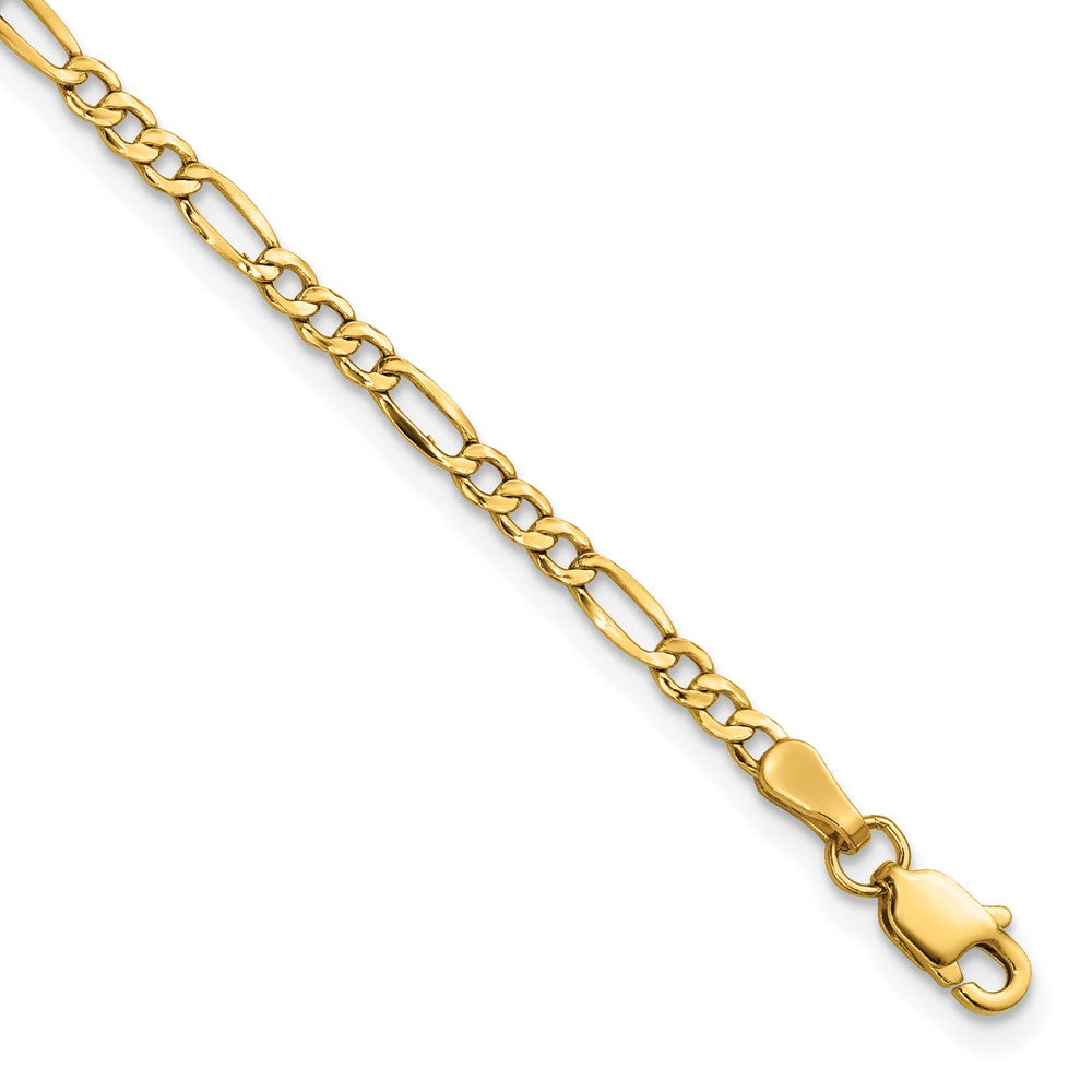 14K 2.5mm Semi-Solid Figaro with Lobster Clasp Anklet
