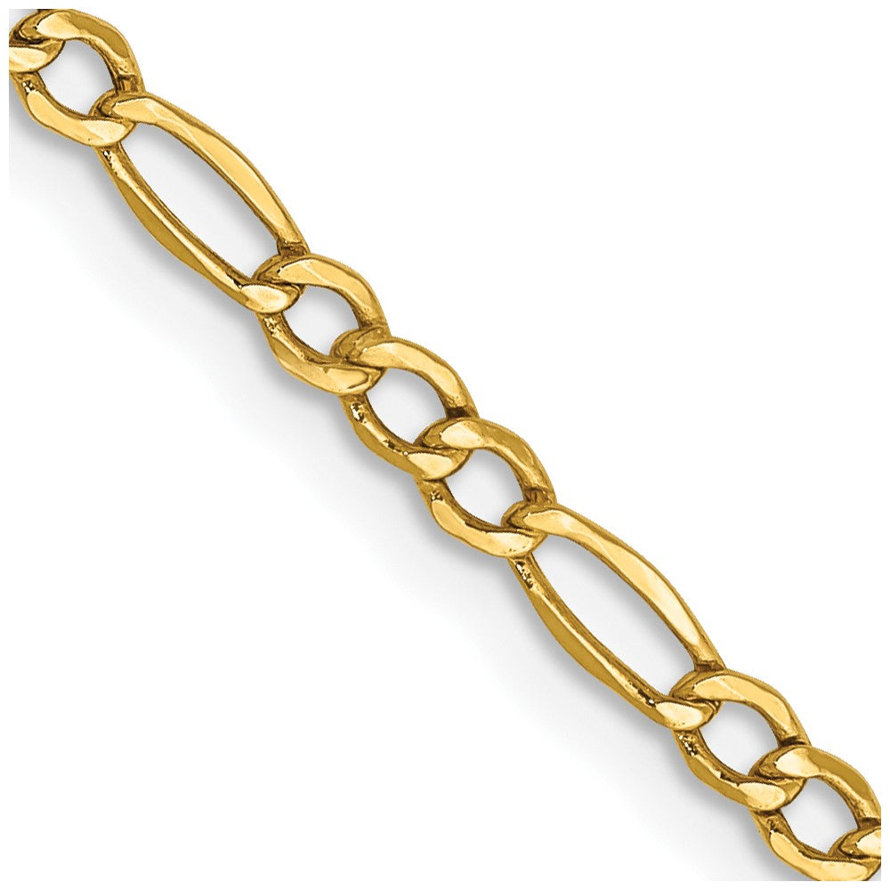 14K 2.5mm Semi-Solid Figaro with Lobster Clasp Chain
